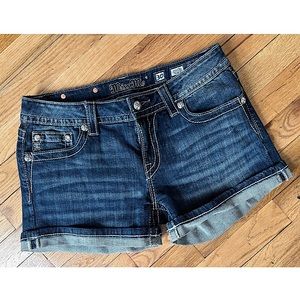 Miss Me rhinestone embroidered jean shorts